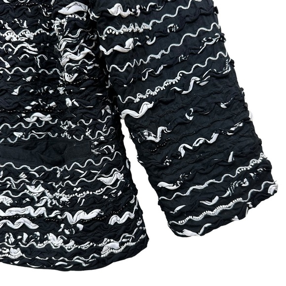 Chico’s Black White Cropped Open Front Jacket Blazer, Size 1, Medium - Picture 2 of 10